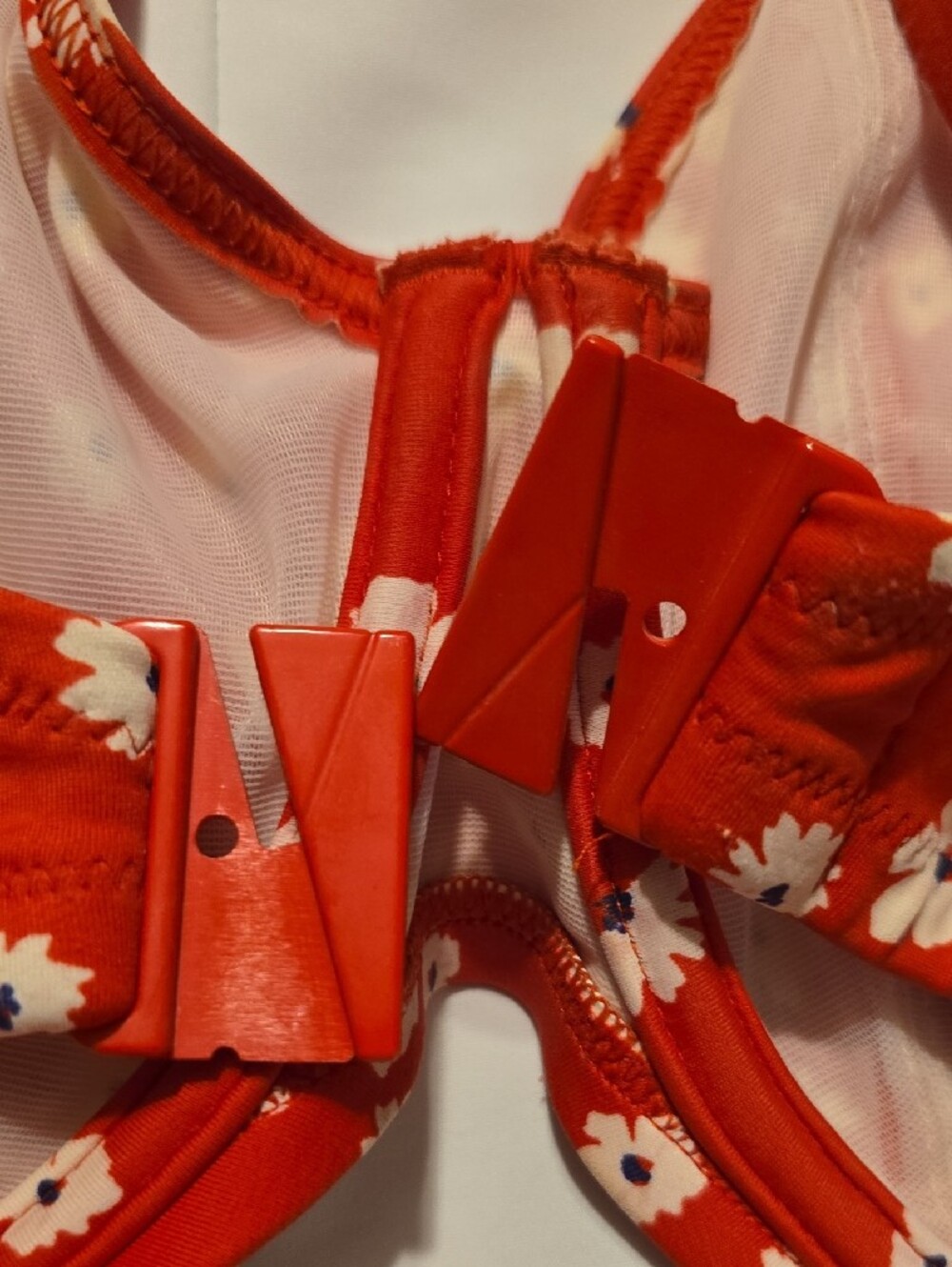 Elomi Red Floral Underwire Sweetheart Bikini Top US 36i - Picture 5 of 7
